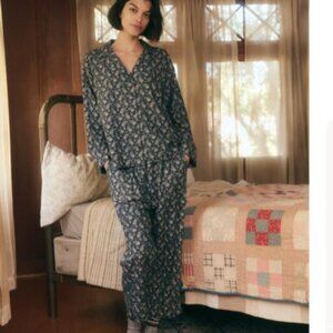 The Great. Set  Paisley Pajamas Cotton Flanner Navy  Blue Sz S/1